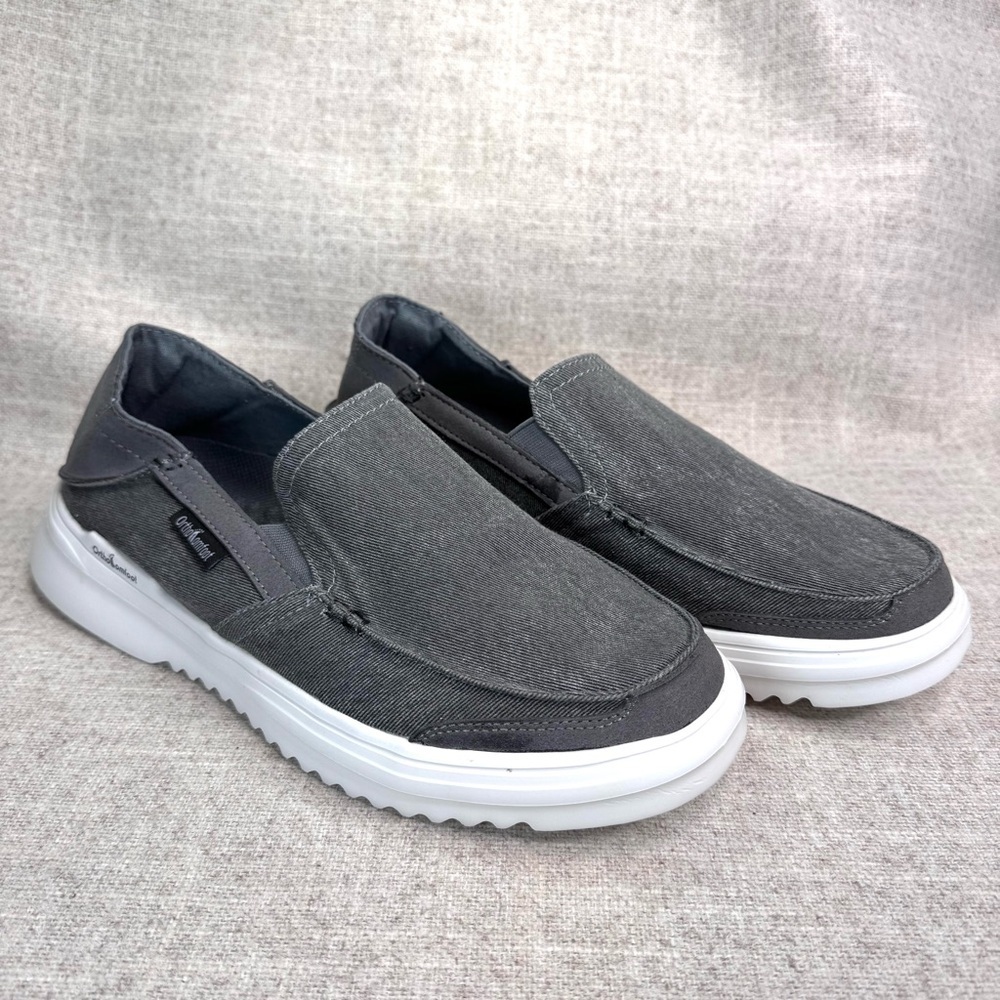 OrthoComfoot men’s gray‎ canvas slip on sneakers shoes size 10/42 21JC02 casual